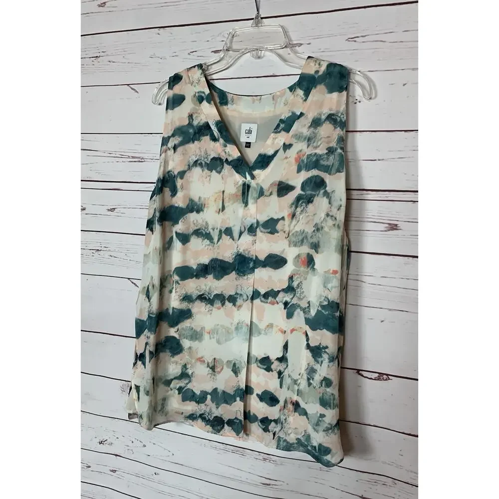 Cabi Women’s M Medium Gelato Watercolor Layered Sleeveless Spring Summer Top - Picture 6 of 13